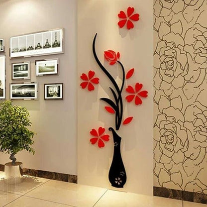 Acrylic 3D Vase plum wall stickers