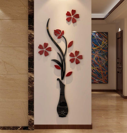 Acrylic 3D Vase plum wall stickers