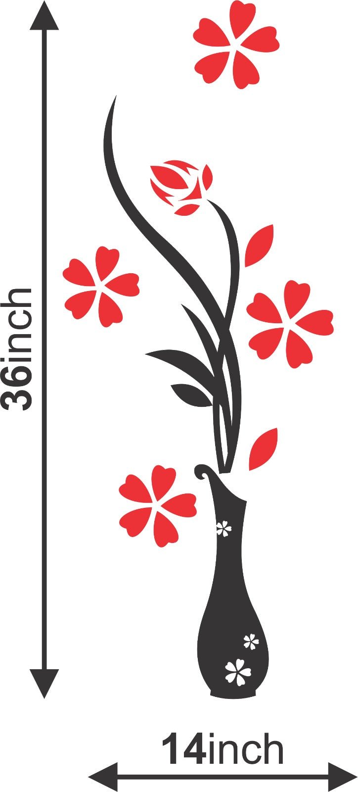 Acrylic 3D Vase plum wall stickers