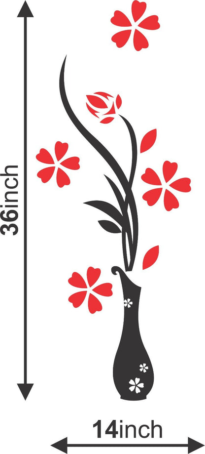 Acrylic 3D Vase plum wall stickers