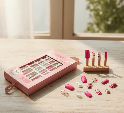 Febble - Kids Pink Bunny False Nails
