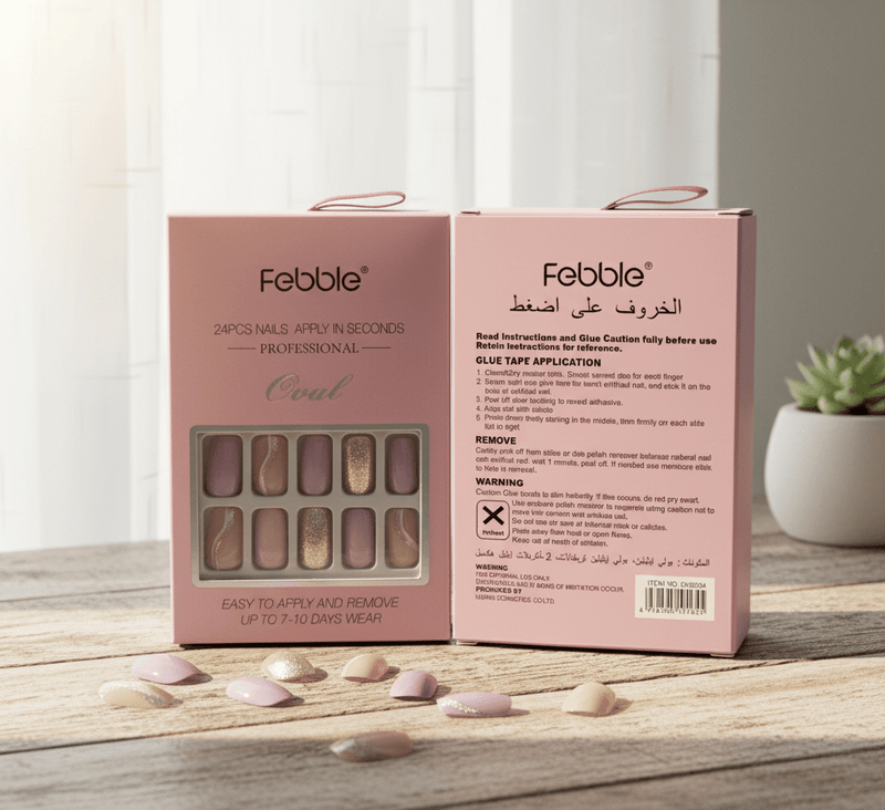 Febble - Soft Lavender & Silver Glitter Press-On Nails